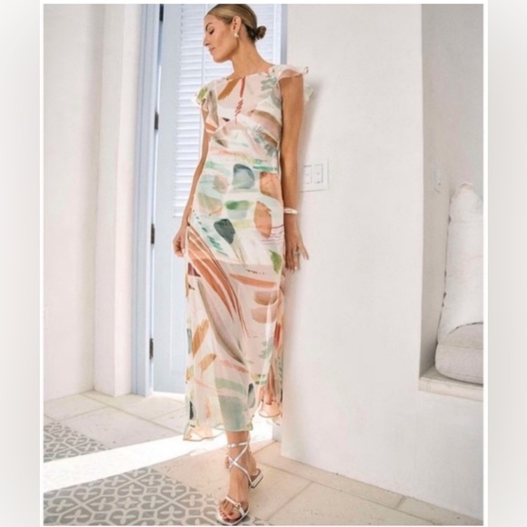 ANTONIO MELANI Dresses & Skirts - Antonio Melani M.G Style Mal Paint Streak Envelope Neckline Cap Sleeve Dress NWT